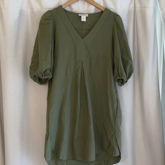 Cynthia Rowley Green Shift Dress Linen Blend Sz S - Picture 2 of 4